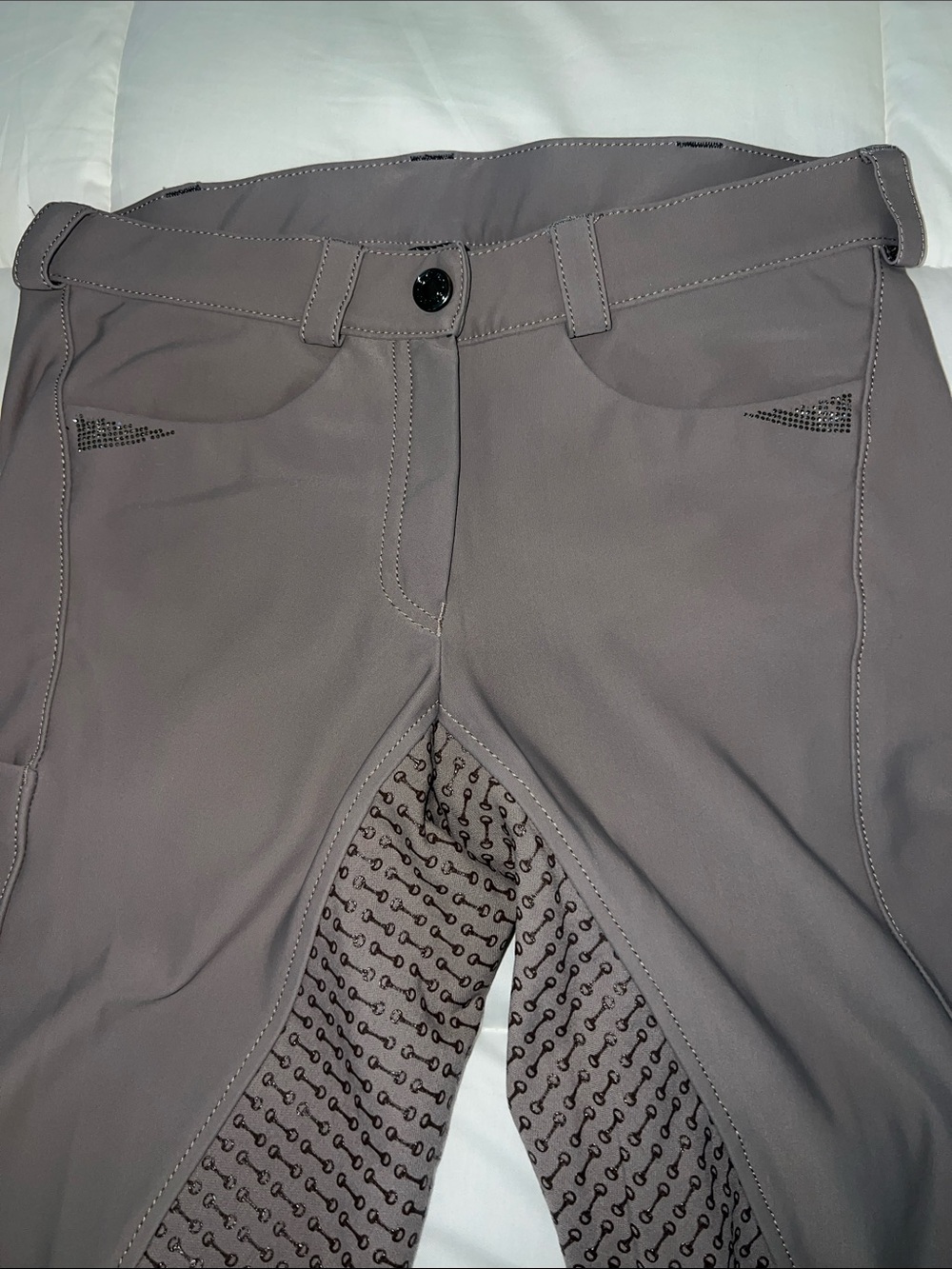 Pikeur Laure GR 38/6Taupe Equitation Breeches with Rhinestone Logo - Picture 4 of 16